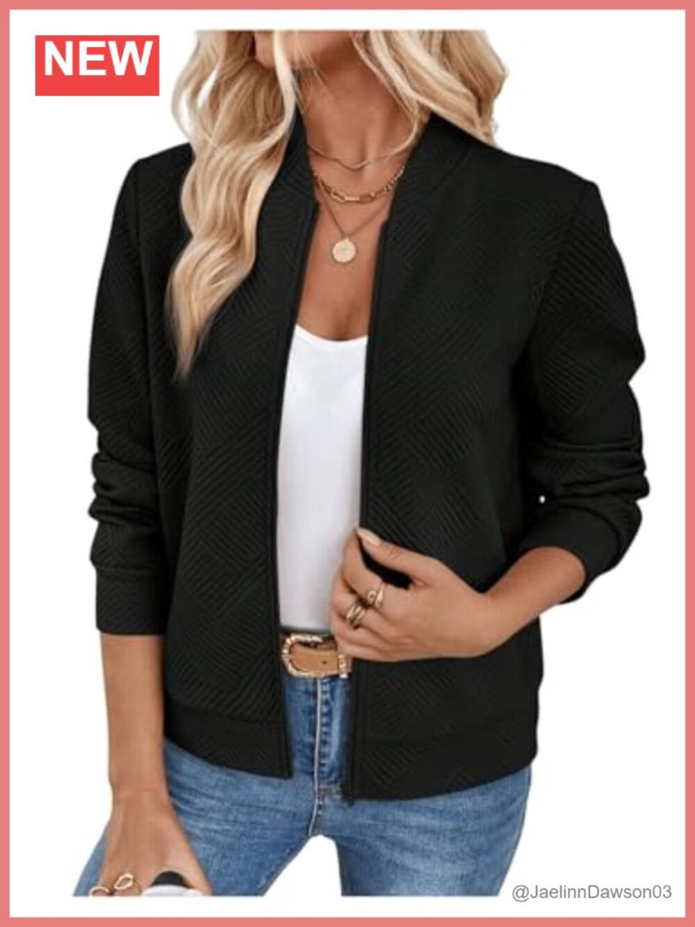 Women's Zip Up Bomber Jacket Lightweight Casual Coat